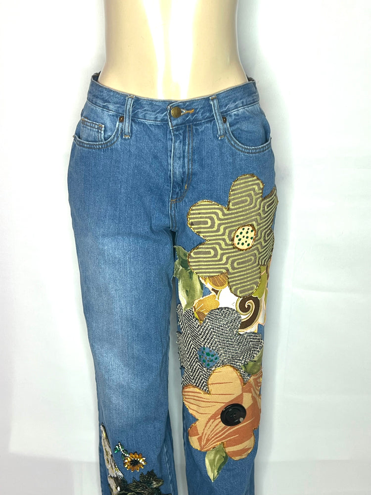 The Textures artful denim relaxed wide leg denim Jean