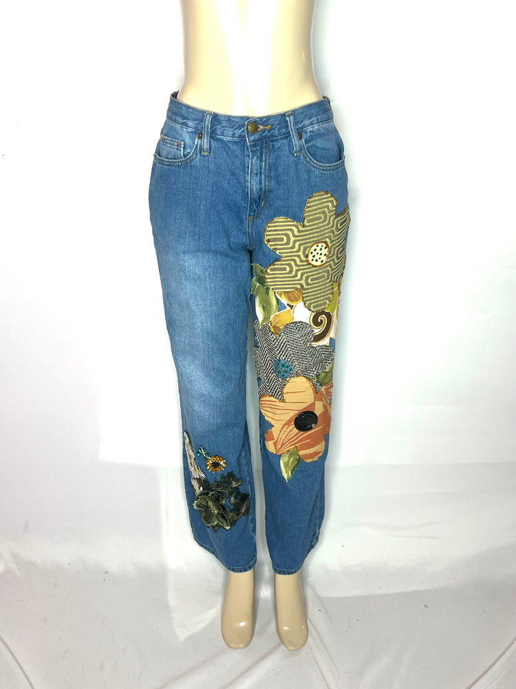 The Textures artful denim relaxed wide leg denim Jean