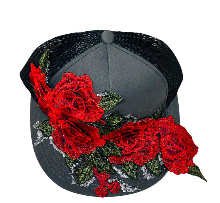 A Rose In Concrete Black TruckerHat