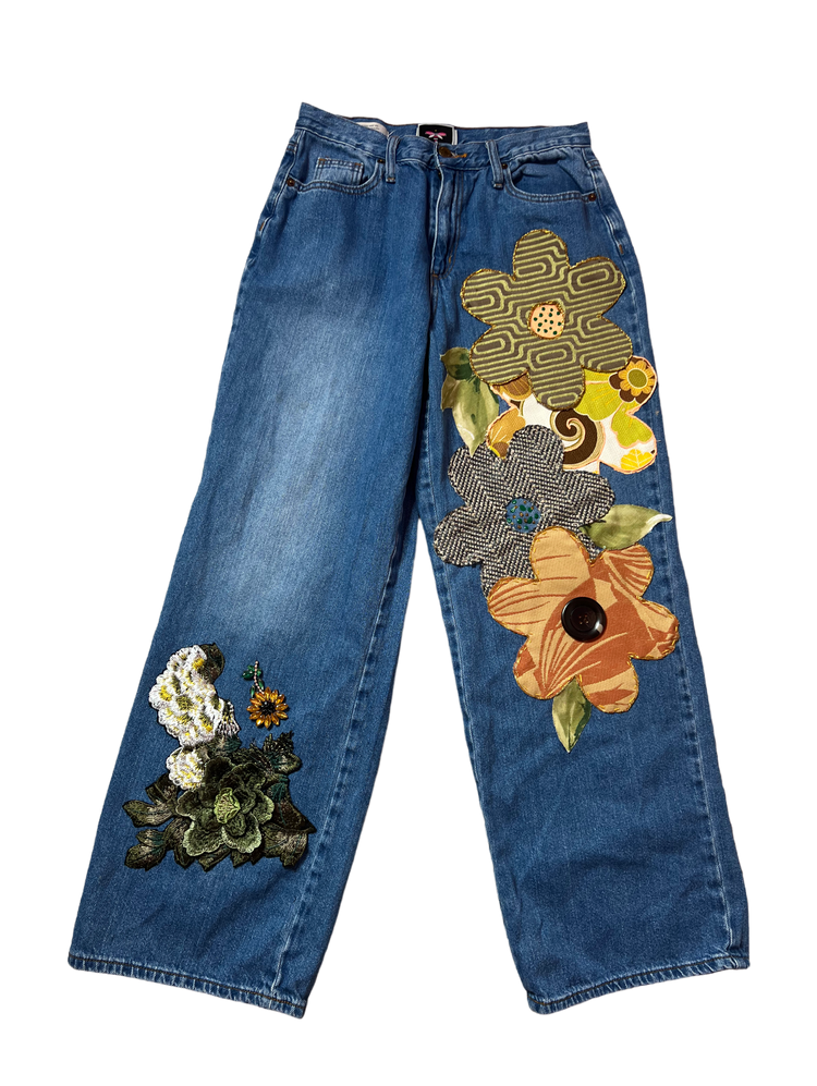 The Textures artful denim relaxed wide leg denim Jean