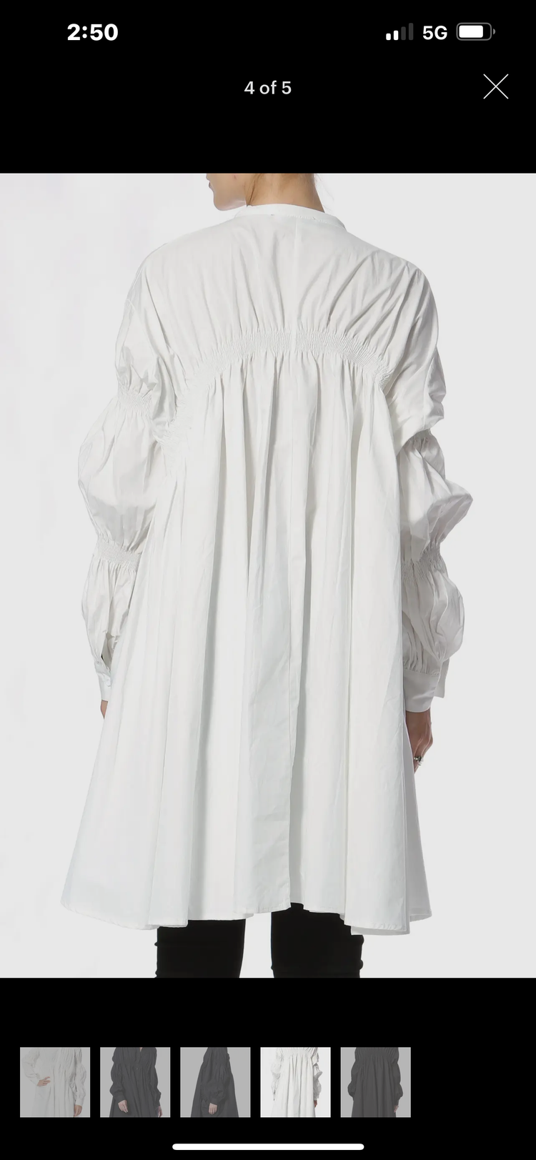 White Ruched Button Down Shirt Dress