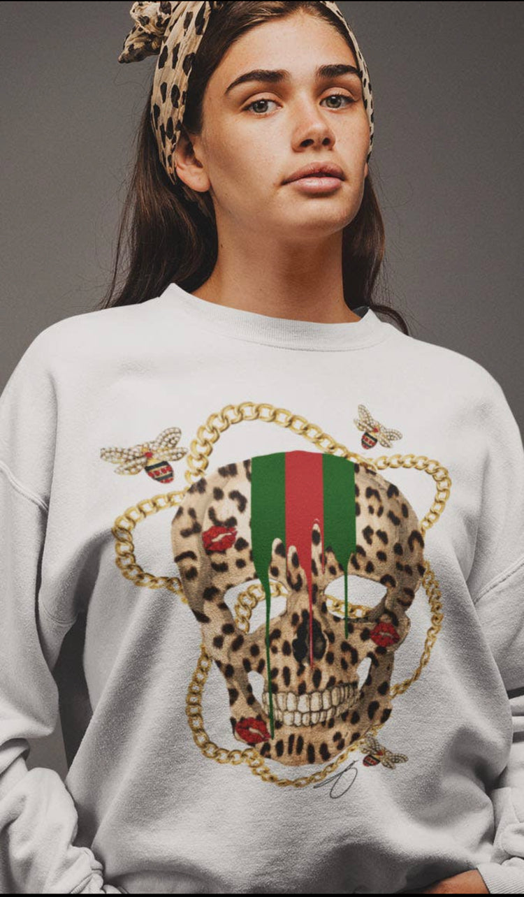 Gold Skull multi color long sleeve cotton sweatshirt