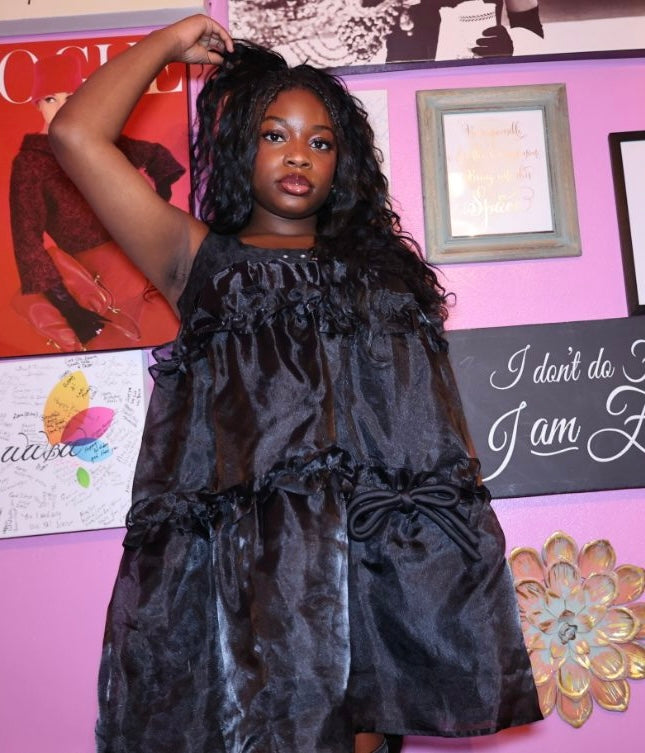 Tulled Black Empire Waist sleeveless dress