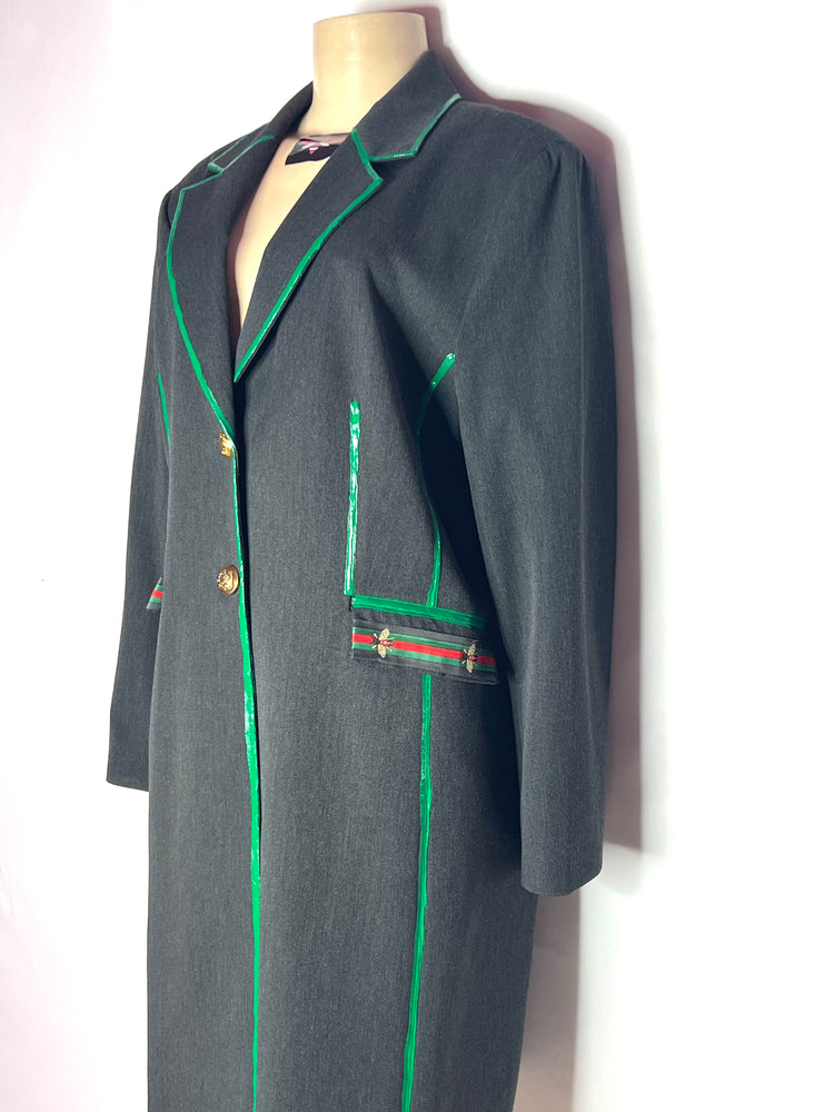 The Bee woven gray knee length coat