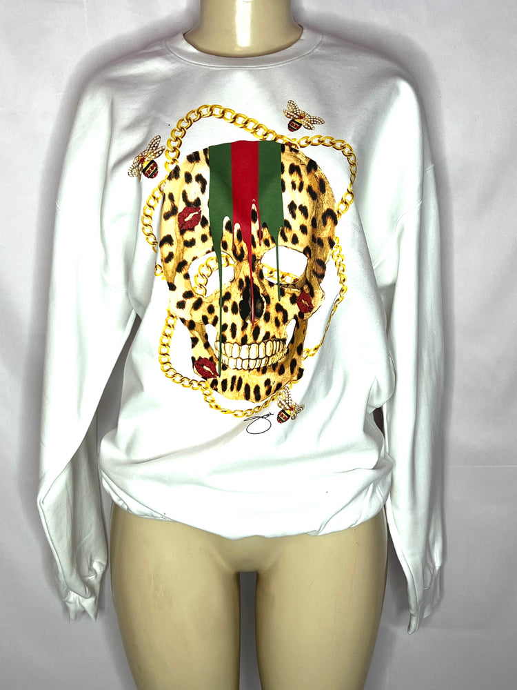 Gold Skull multi color long sleeve cotton sweatshirt