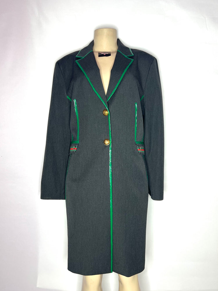 The Bee woven gray knee length coat