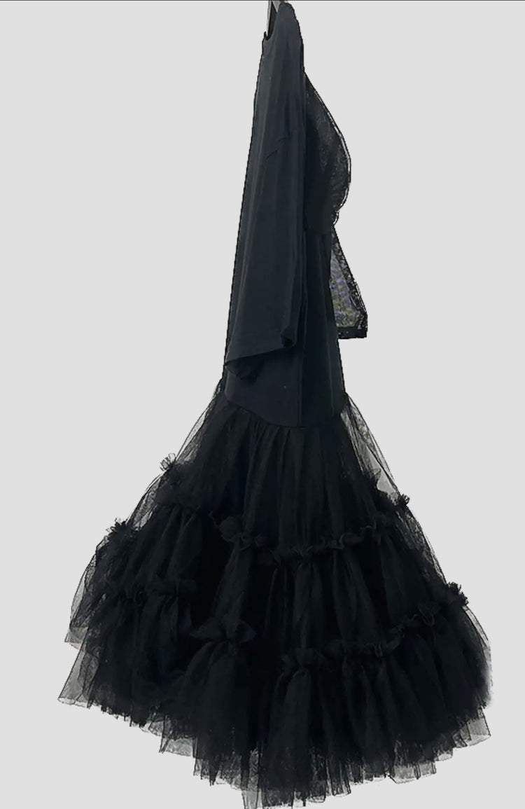 Madonna & Co black knit dress w/tulled full skirt
