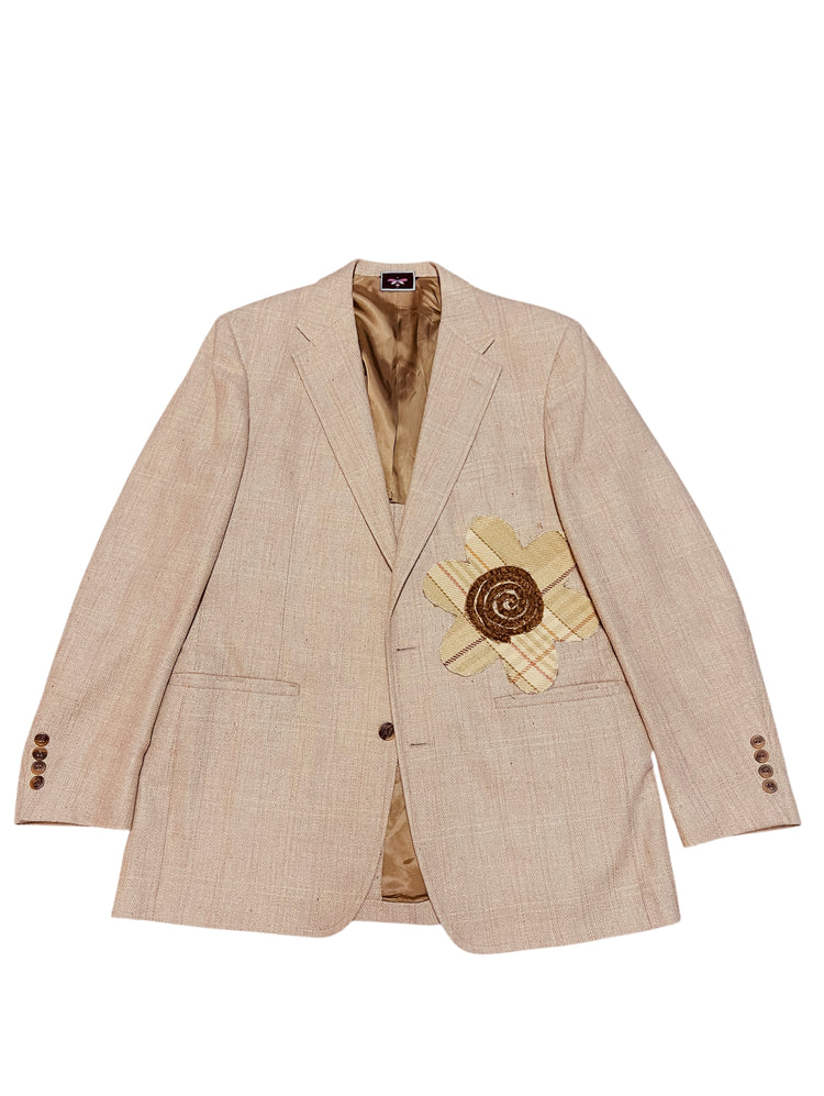 Silk Tweed 2 Button Classic Blazer Tweed Flowers