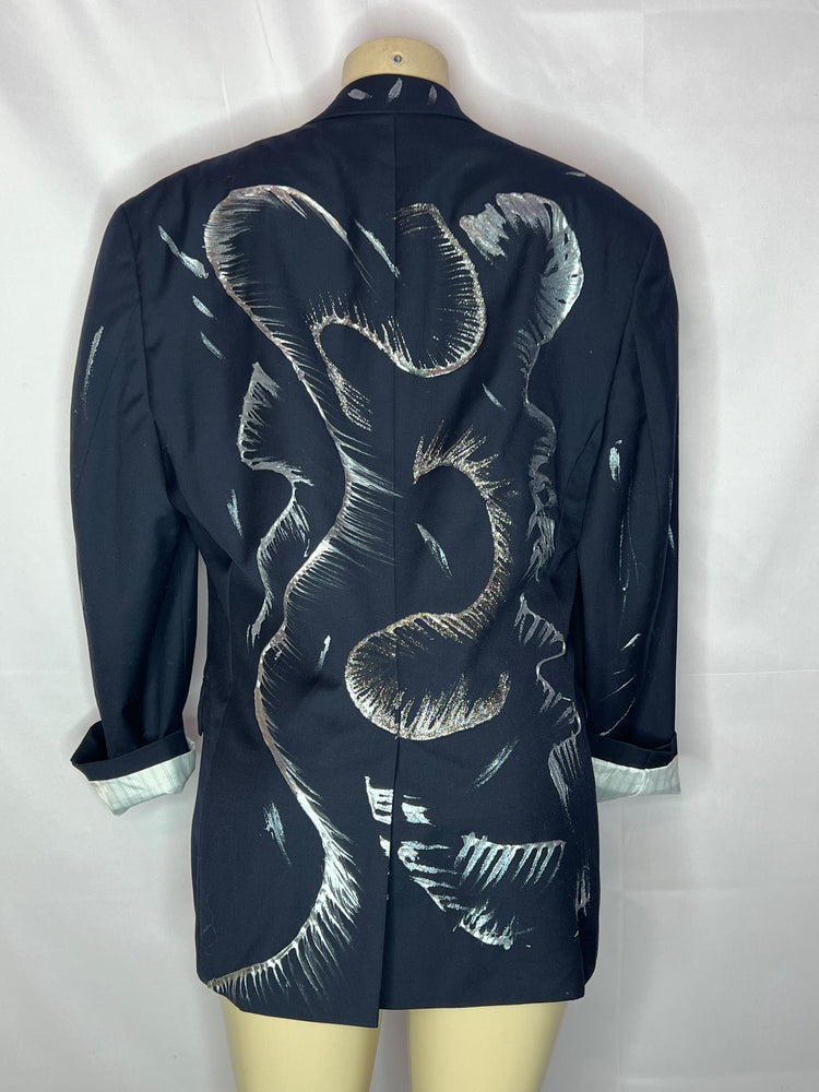 Navy Aurora oversized blazer with silver accents