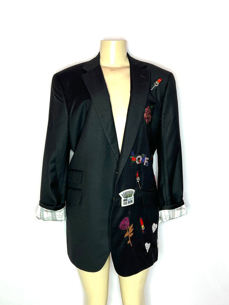 Black "Bee the Light" two button oversized blazer large