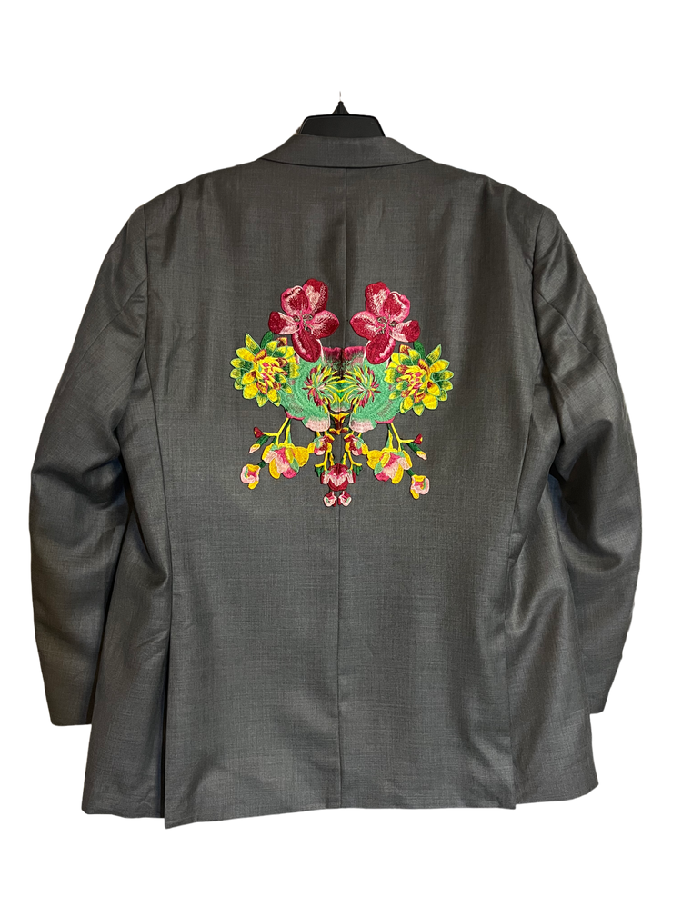 Gray Concrete Blossoms Woven Blazer Size XL