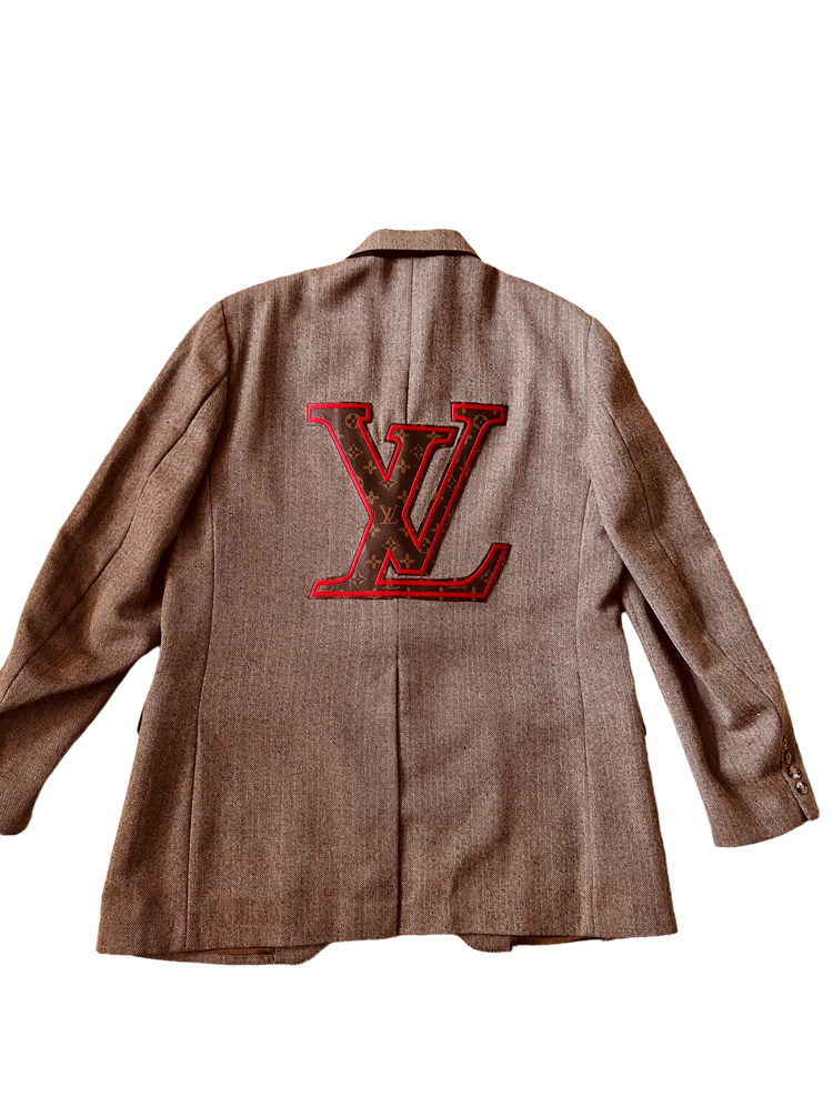 Brown Herringbone w:Red Love accent