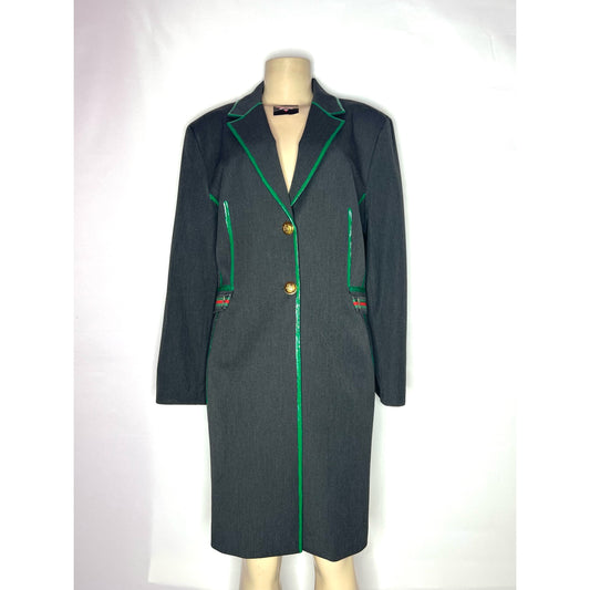 The Bee woven gray knee length coat