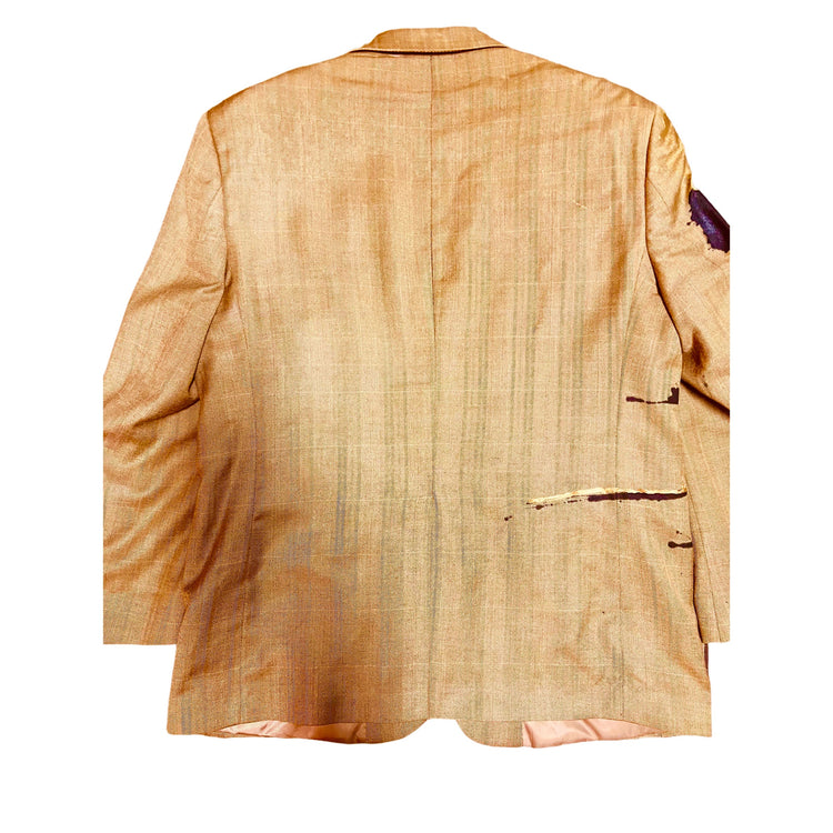Tan Silk woven Night Out two button blazer