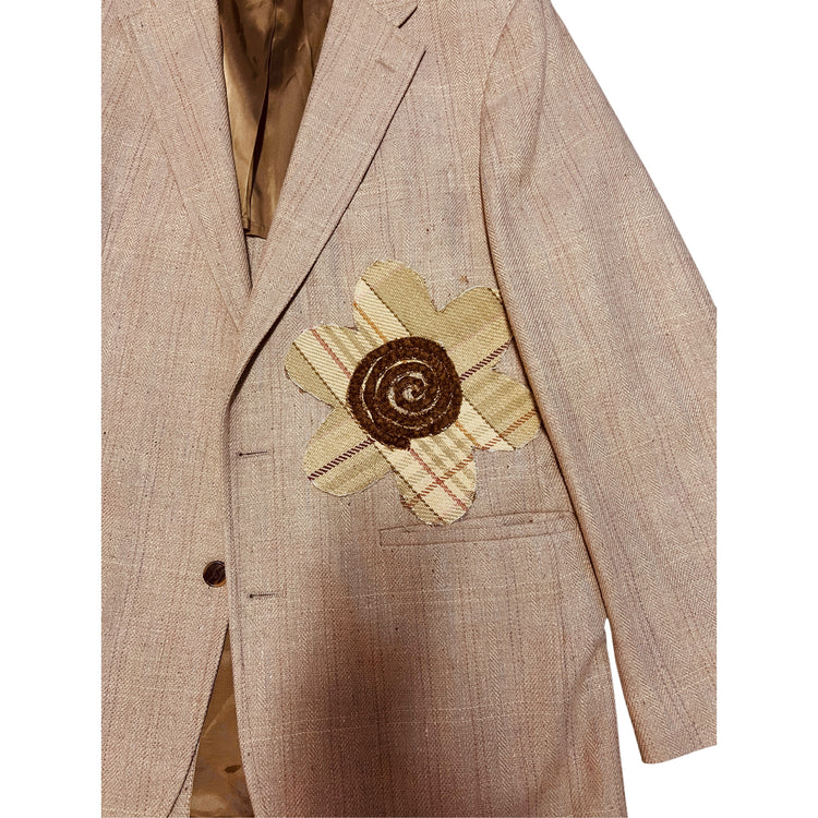 Silk Tweed 2 Button Classic Blazer Tweed Flowers