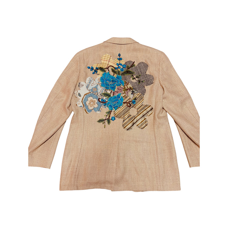 Silk Tweed 2 Button Classic Blazer Tweed Flowers