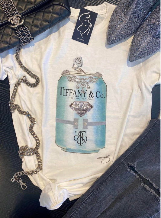 The Tiffany Can white unisex t shirt