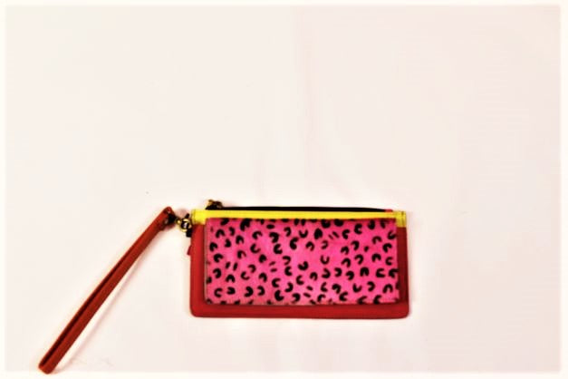 Folklore Couture Leather/Calfhair multi color zip top small wristlet