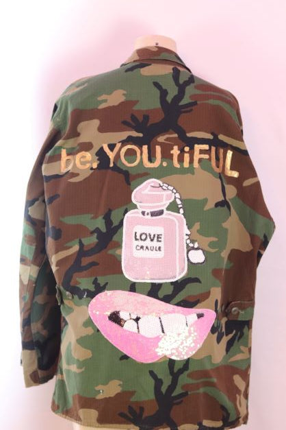 BeYoutiful Pink Styled Authentic Camouflage jacket Large Long