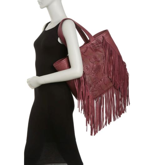 Frye Vivian Fringe Carmel brown Large Leather Tote