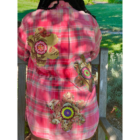 Namaste custom dyed flannel shirt size med