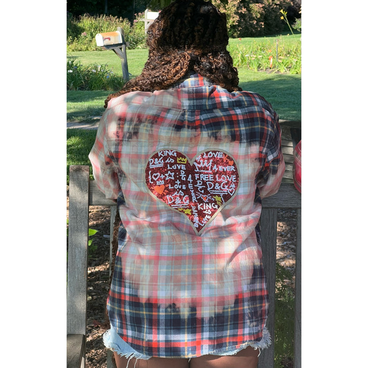 DG Love custom dyed flannel shirt size Xlarge