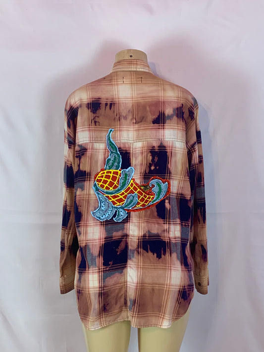 The dream flannel dyed button down shirt med