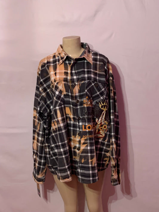 Green Flannel dyed “Black Woman” oversized shirt XL