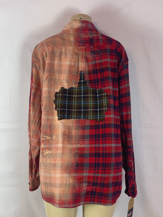 Red flannel dyed “Crown” Theme oversized shirt XXL