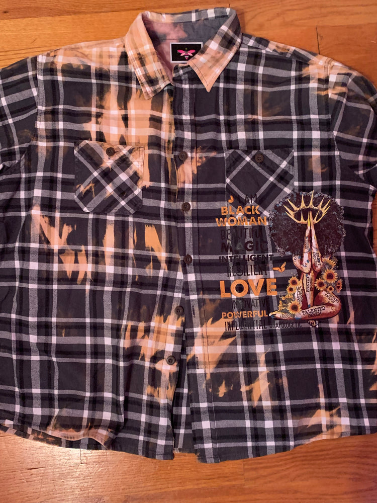 Green Flannel dyed “Black Woman” oversized shirt XL