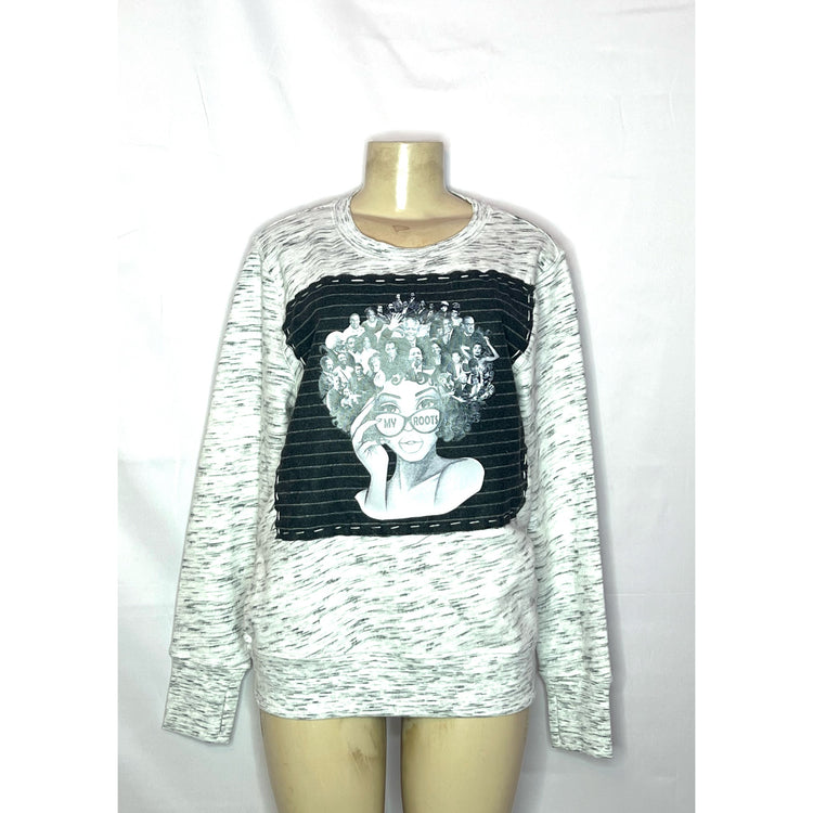 My Roots gray speckled sweatshirt size large