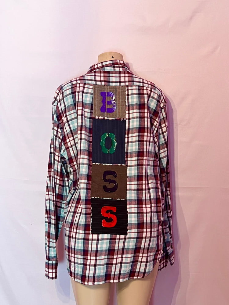 Womens flannel “BOSS” themed long sleeve shirt size XL