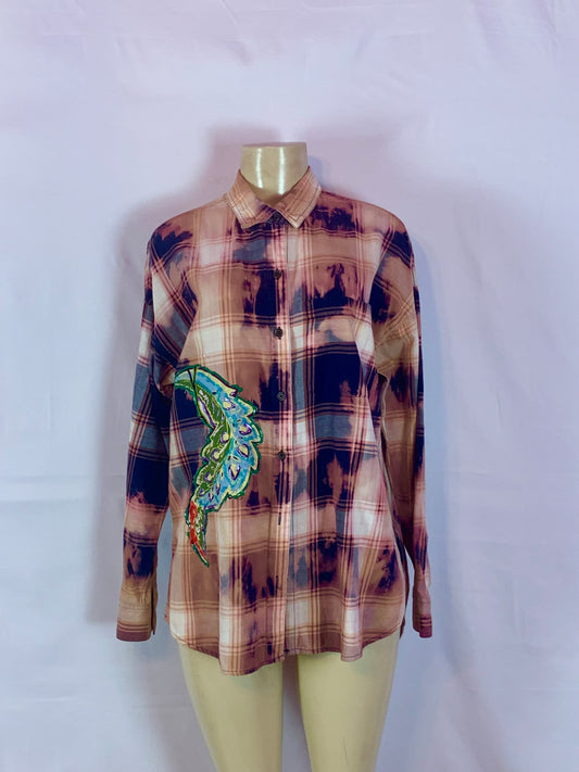 The dream flannel dyed button down shirt med