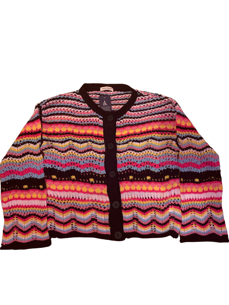 Anna-Kaci Knitted Womens Boho Cardigan Crochet Sweater Size XL