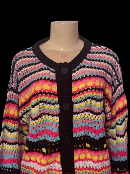 Anna-Kaci Knitted Womens Boho Cardigan Crochet Sweater Size XL