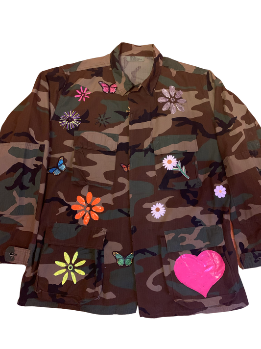 BeYoutiful Pink Styled Authentic Camouflage jacket Large Long