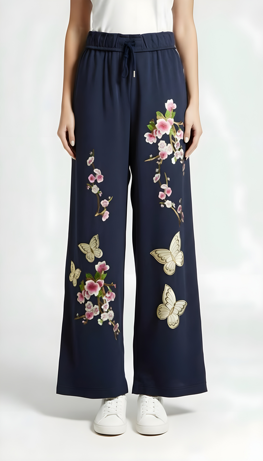Out From Under blue with butterfly floral accent