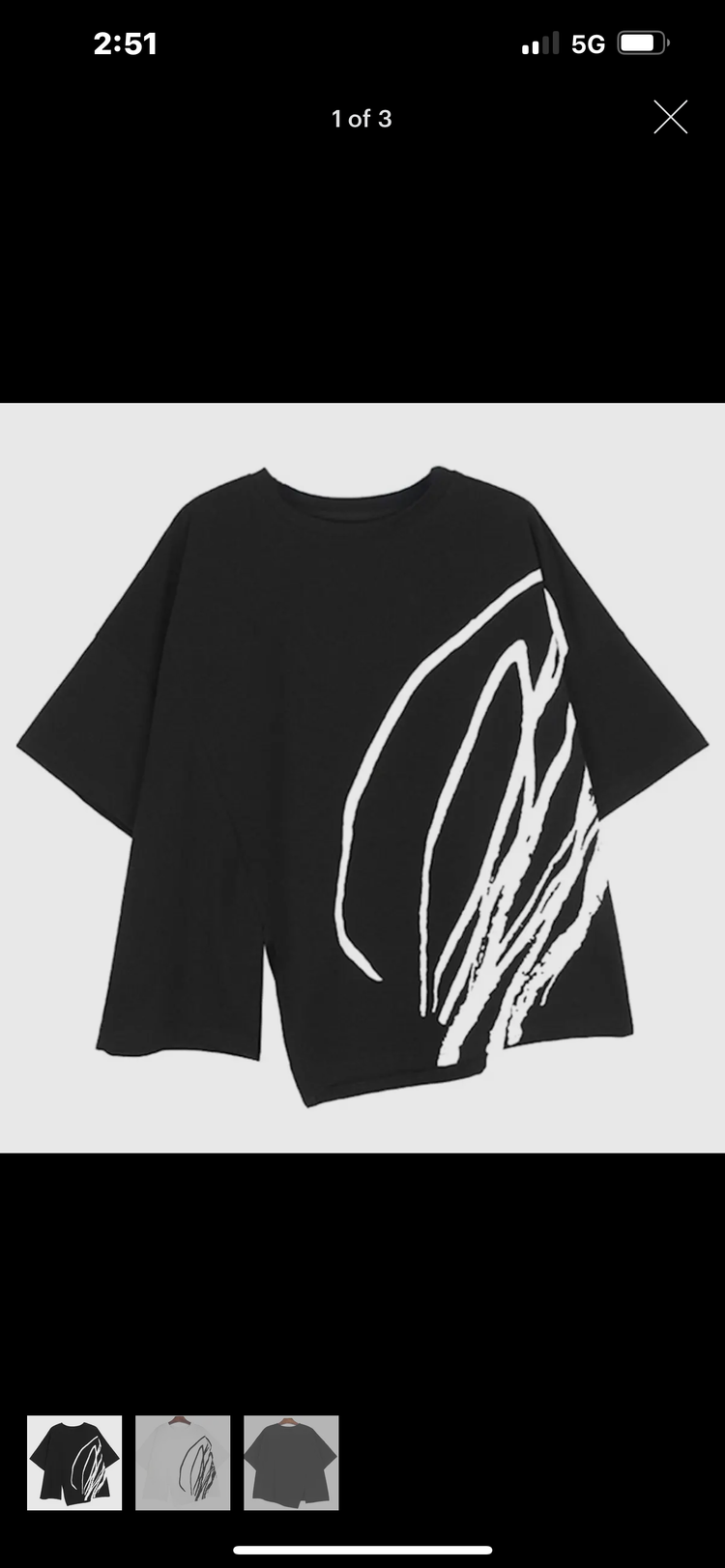 Madonna & Co abstract black asymmetric t shirt