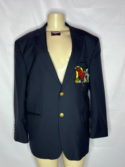 Navy Blue Color Burst two button blazer