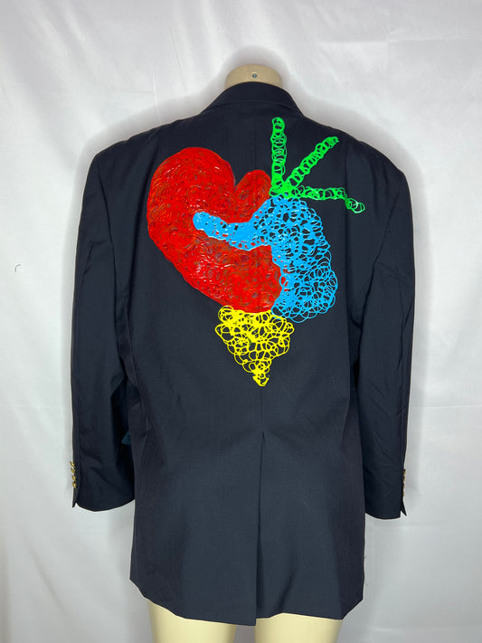 Navy Blue Color Burst two button blazer