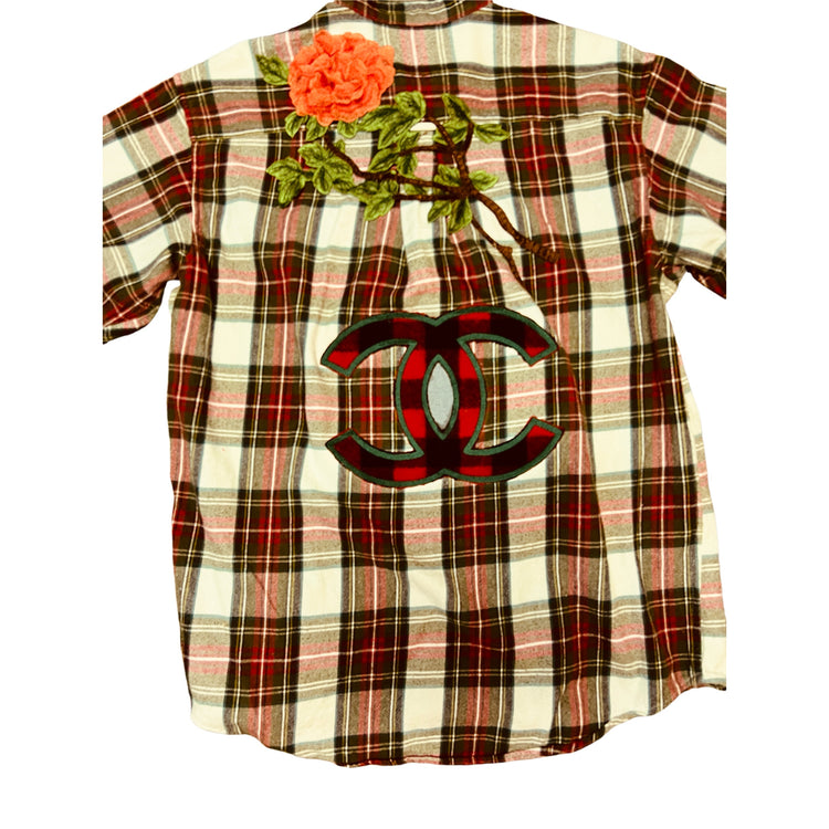 Red in Distress plaid long sleeve flannel Shaket