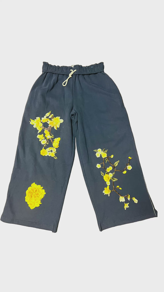 Out From Under blue with yellow floral accent