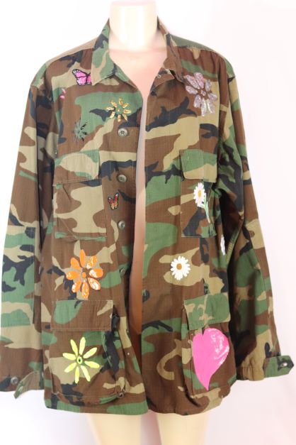 BeYoutiful Pink Styled Authentic Camouflage jacket Large Long