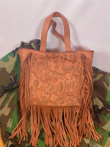 Frye Vivian Fringe Carmel brown Large Leather Tote