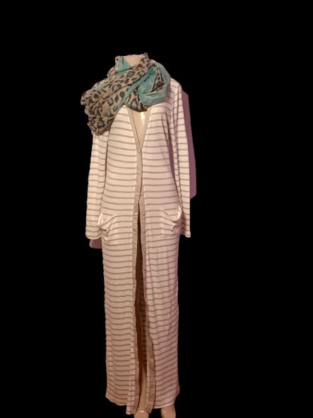 Tart Collections Beige Striped Thermal Duster Large