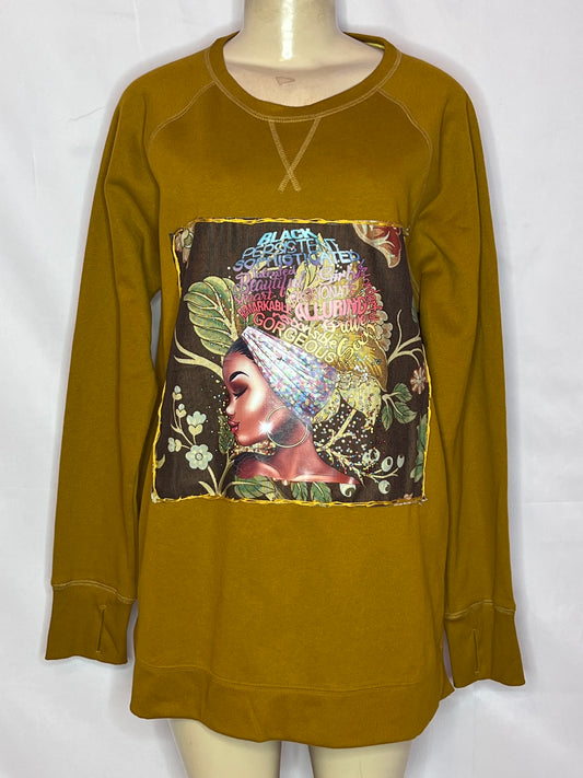 Caramel Floral Long Sleeve Sweatshirt Tunic Size XL