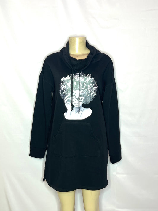 Black cowl neck sweatshirt dress size small