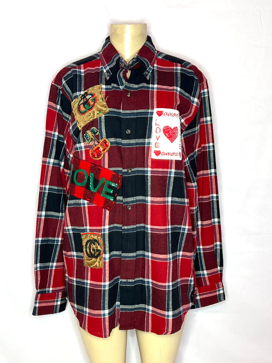 Amore Red Flannel Custom Shirt size Med