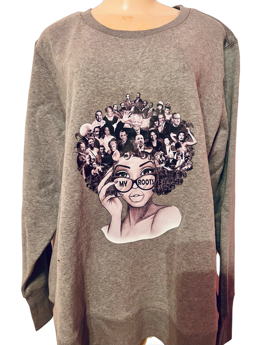 My Roots sweatshirt gray Crewneck long sleeve 2X