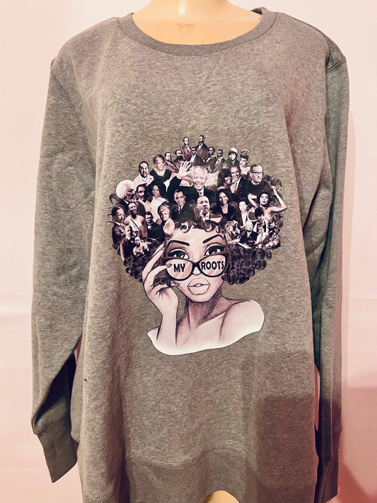 My Roots sweatshirt gray Crewneck long sleeve 2X